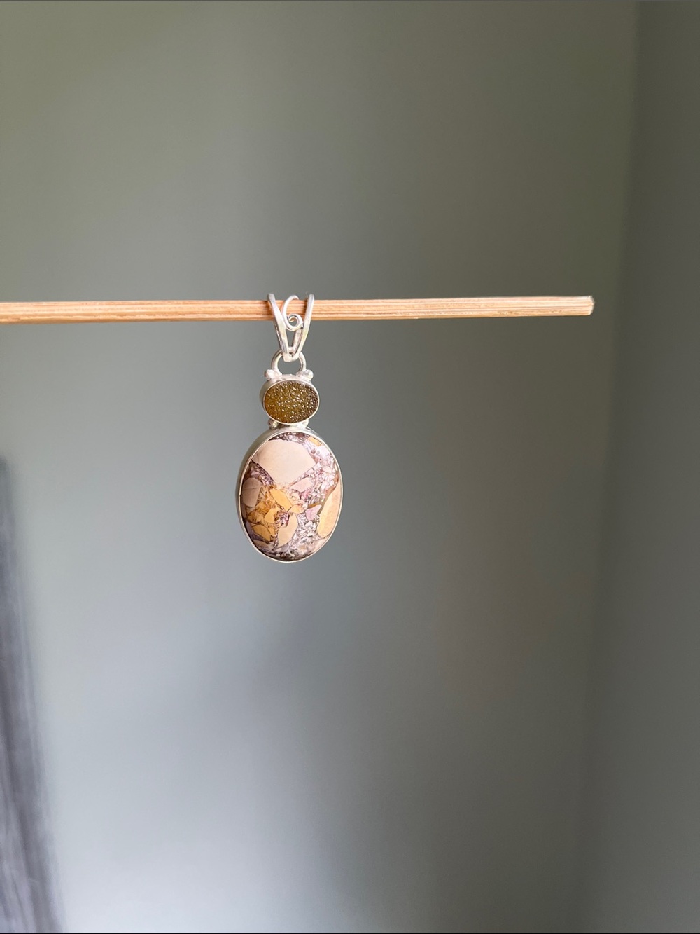 Sterling Silver Yellow Jasper Pendant Necklace - Picture 3 of 5